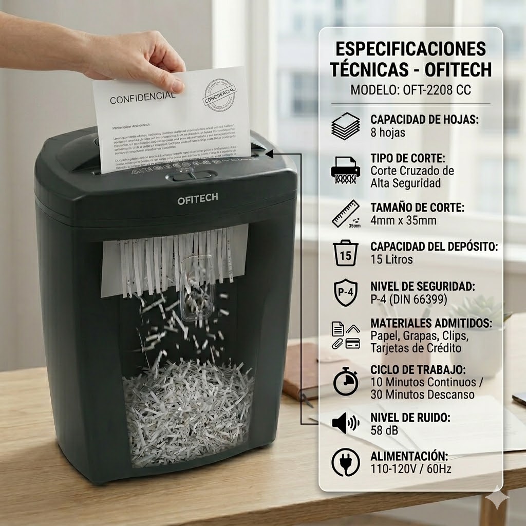 Trituradora De Papel OFITECH BN 2208